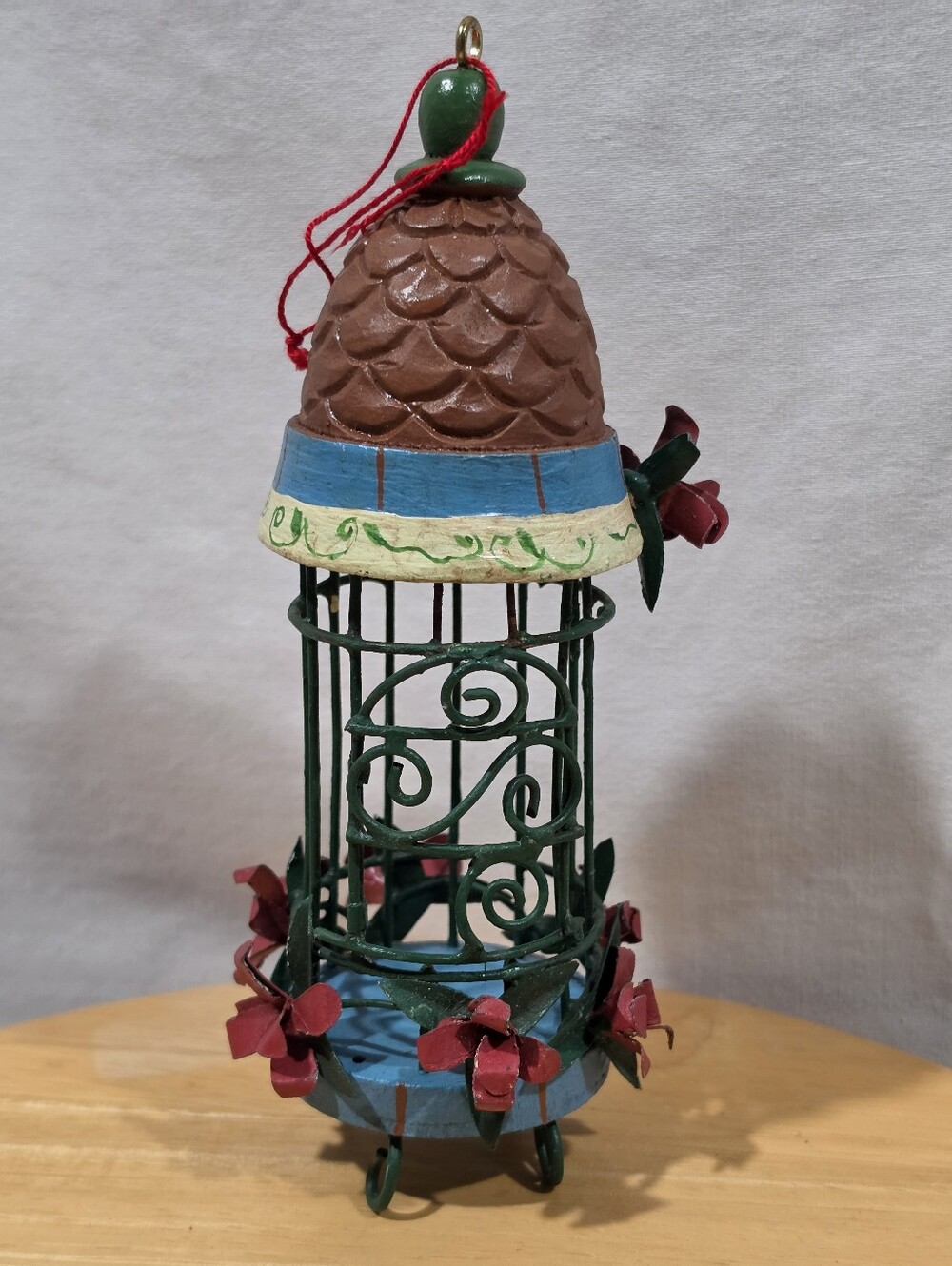 Vintage Birdcage Christmas Ornament Poinsettia Holiday Decor 8